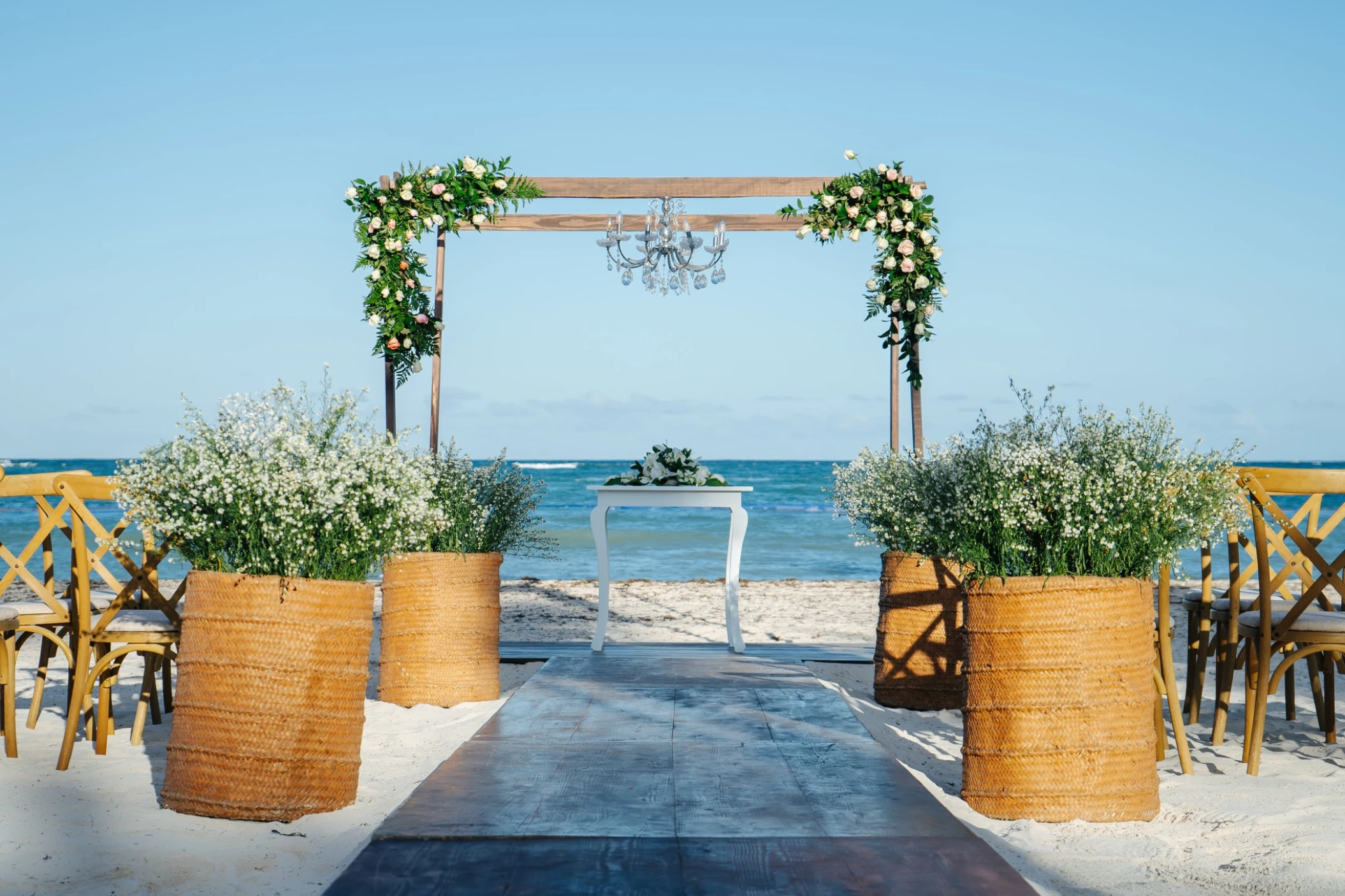 Ceremony decor in the beach at Secrets Royal Beach Punta Cana