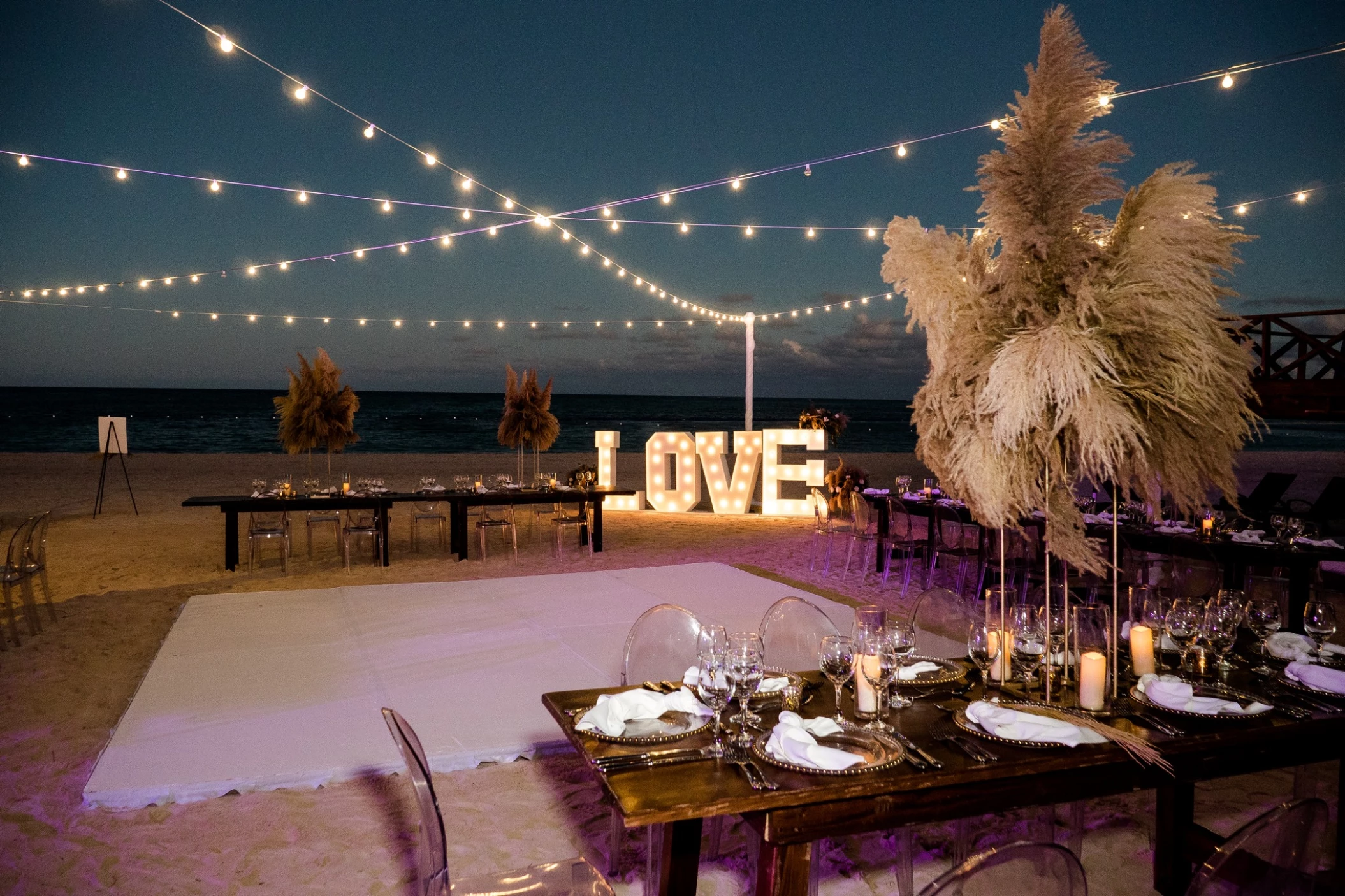 Dinner reception in the beach at Secrets Royal Beach Punta Cana