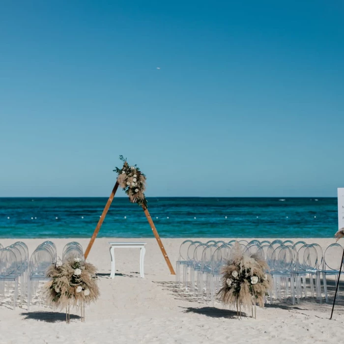 Ceremony decor in the beach at Secrets Royal Beach Punta Cana