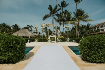 Ceremony decor in the fountain at Secrets Royal Beach Punta Cana