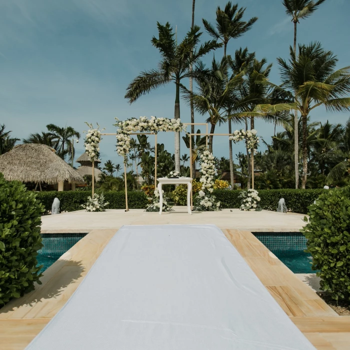 Ceremony decor in the fountain at Secrets Royal Beach Punta Cana