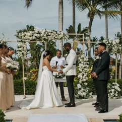 Ceremony decor in the fountain at Secrets Royal Beach Punta Cana