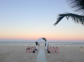 Ceremony decor in the beach at Secrets Royal Beach Punta Cana