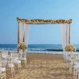 Ceremony decor on the beach at Secrets Vallarta Bay Puerto Vallarta