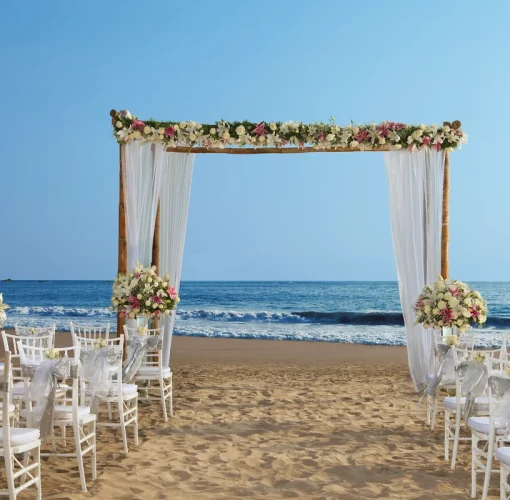 Ceremony decor on the beach at Secrets Vallarta Bay Puerto Vallarta