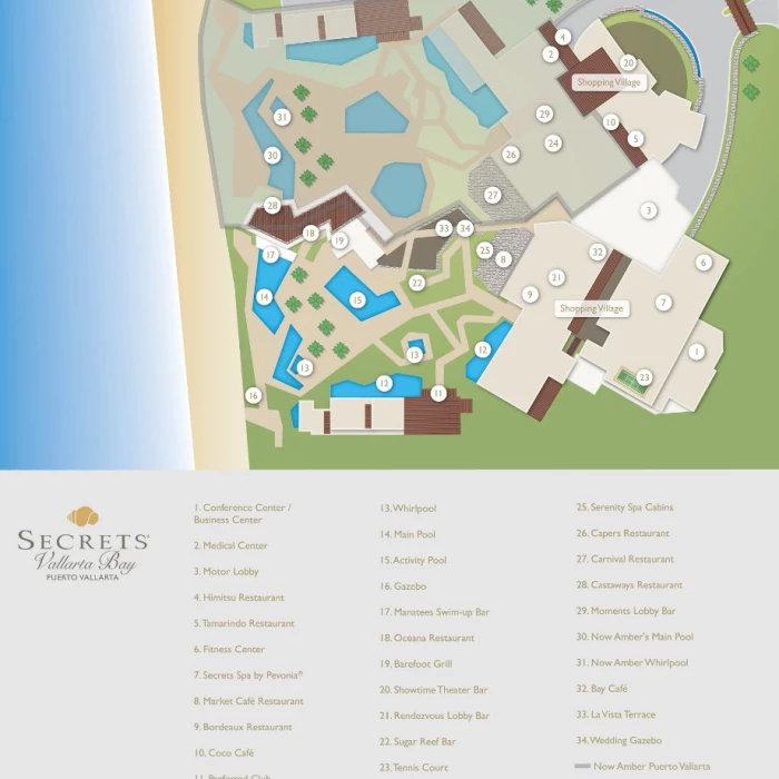 Resort map of Secrets Vallarta Bay Puerto Vallarta