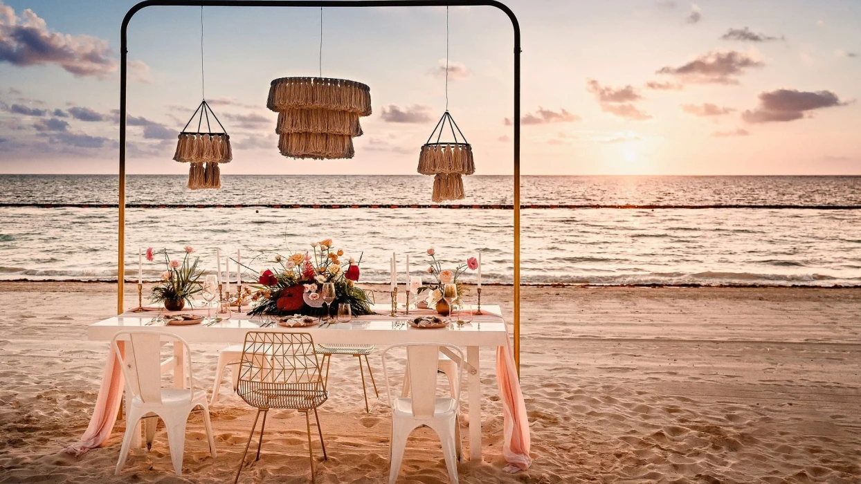 Dinner reception on the beach at Sensira Riviera Maya