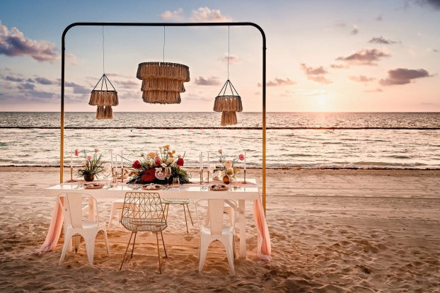 Dinner reception on the beach at Sensira Riviera Maya