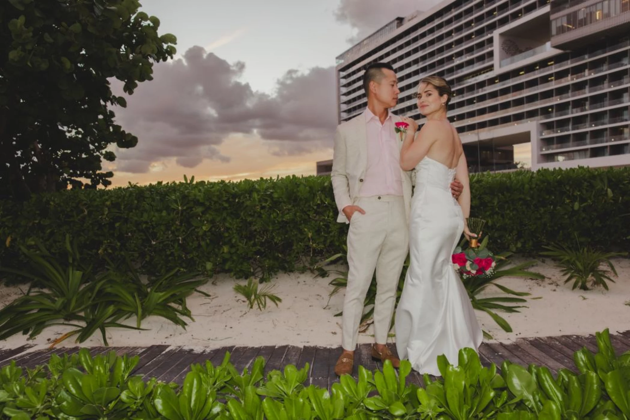Kayla & Johnny at their wedding resort