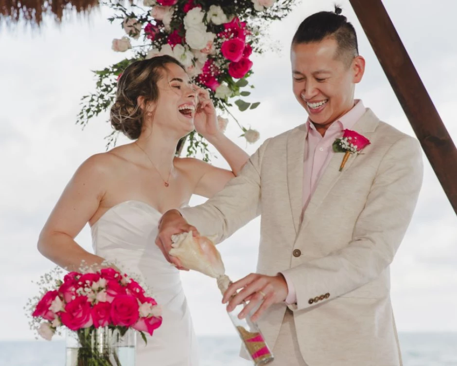 Kayla & Johnny during their ceremony