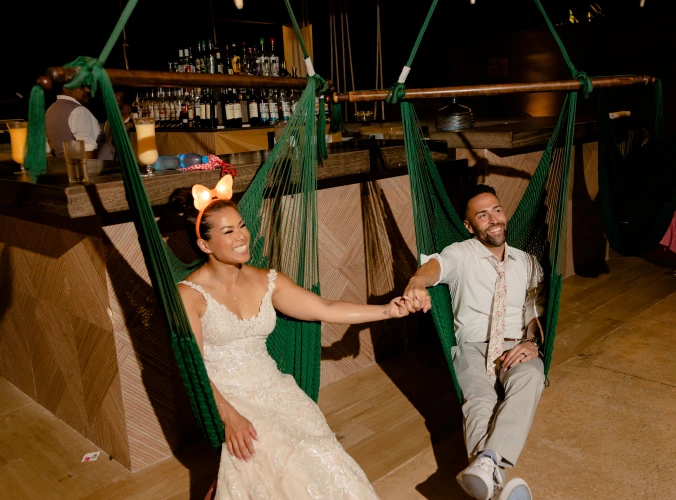 Melissa & Josh relaxing after their wedding celebrations