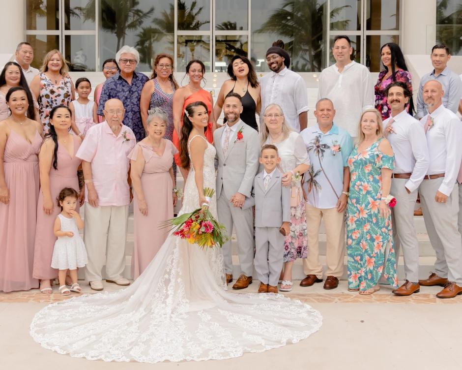 Melissa & Josh with their wedding guests