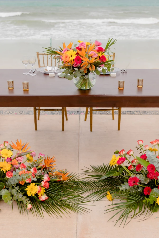 reception table setup of Melissa & Josh
