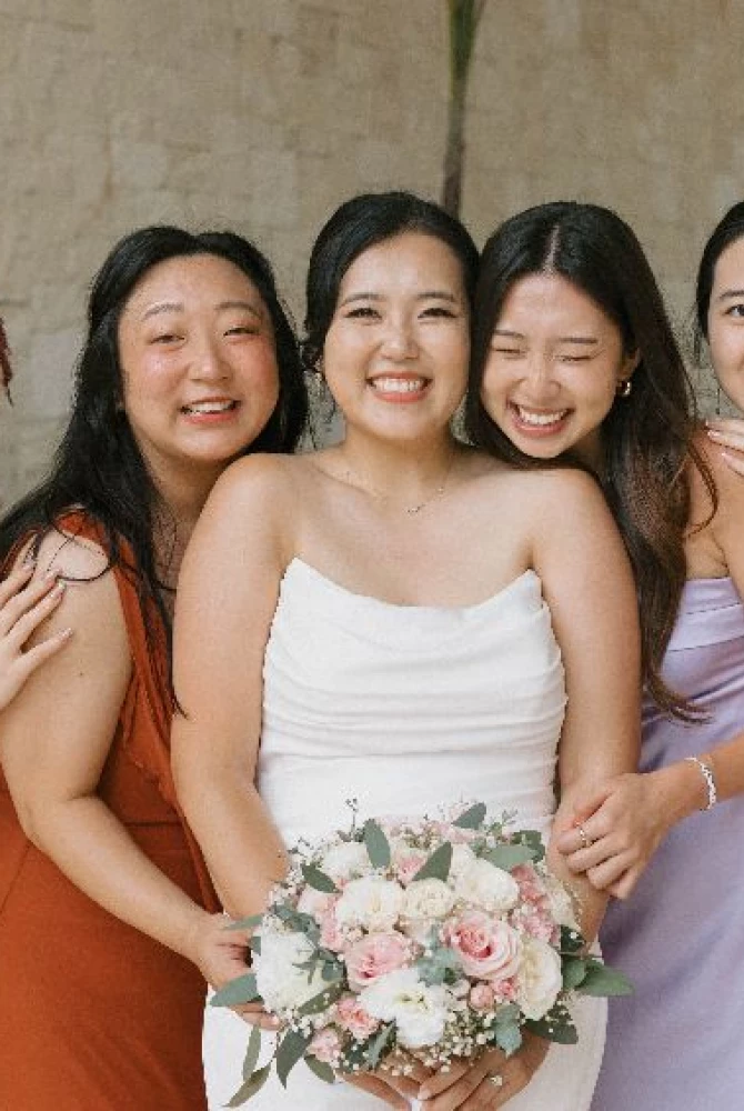 bride sophie with her squad