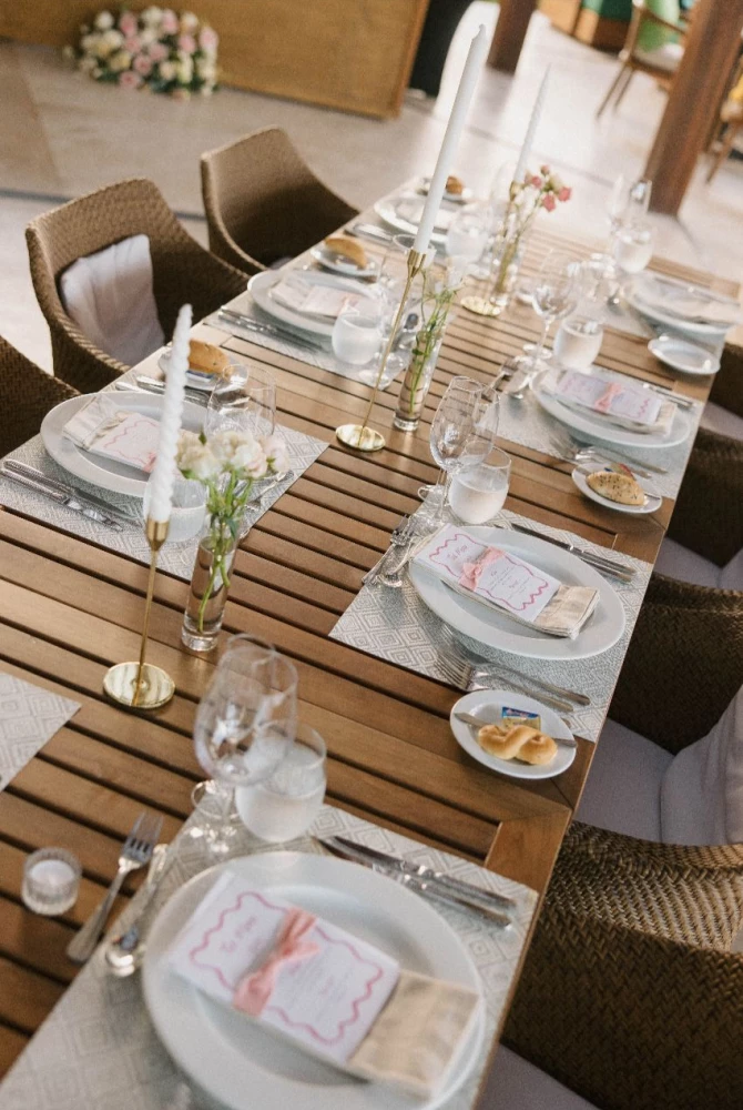 table setup at Sophie & Joonmo's wedding