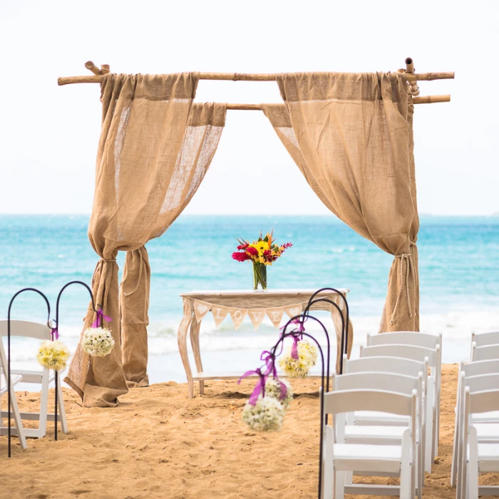 Ceremony decor on the beach at Sublime samana Las Terrenas