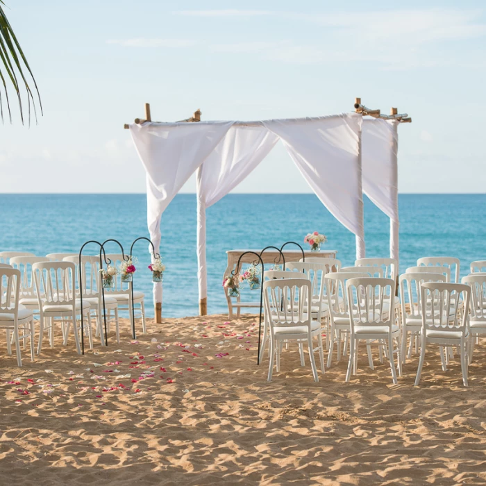 Ceremony decor on the beach at Sublime samana Las Terrenas