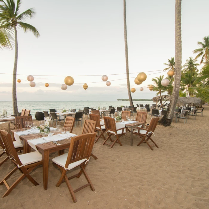 Dinner reception on the beach at Sublime samana Las Terrenas