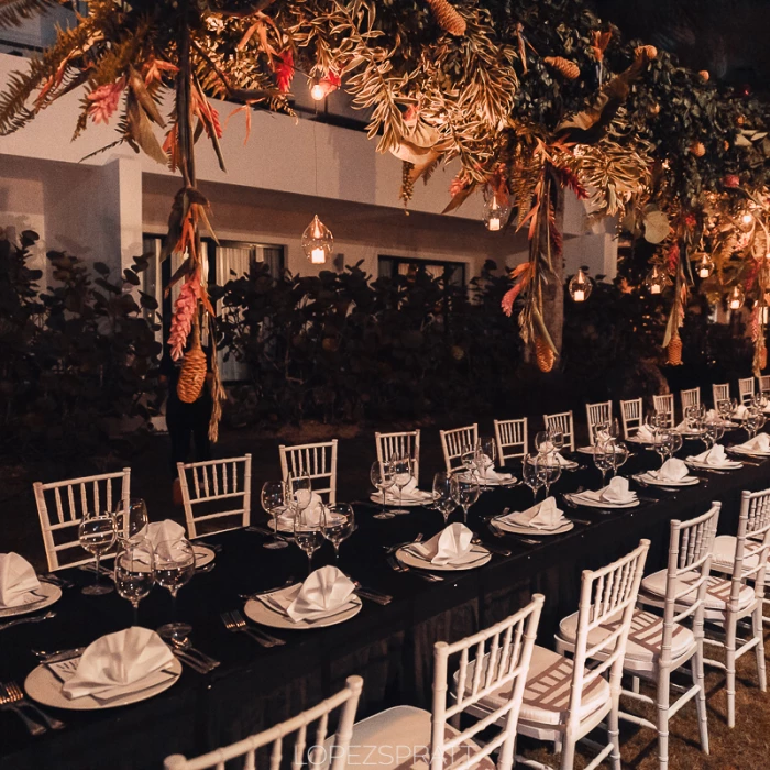 Dinner reception on the garden at Sublime samana Las Terrenas