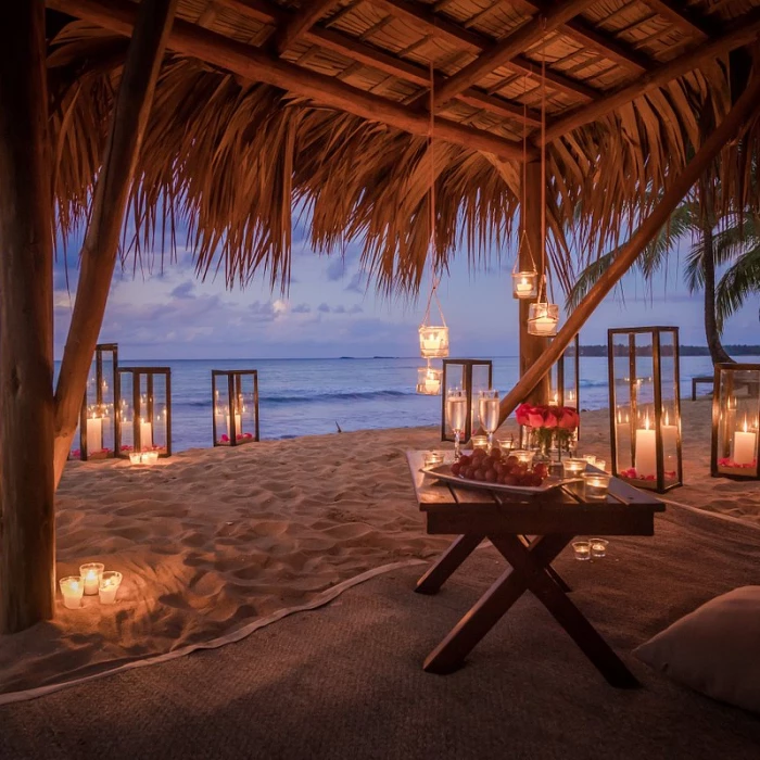 Romantic dinner setup at Sublime samana Las Terrenas