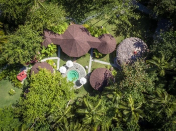 Aerial view of the coconut whispers spa at Sublime samana Las Terrenas
