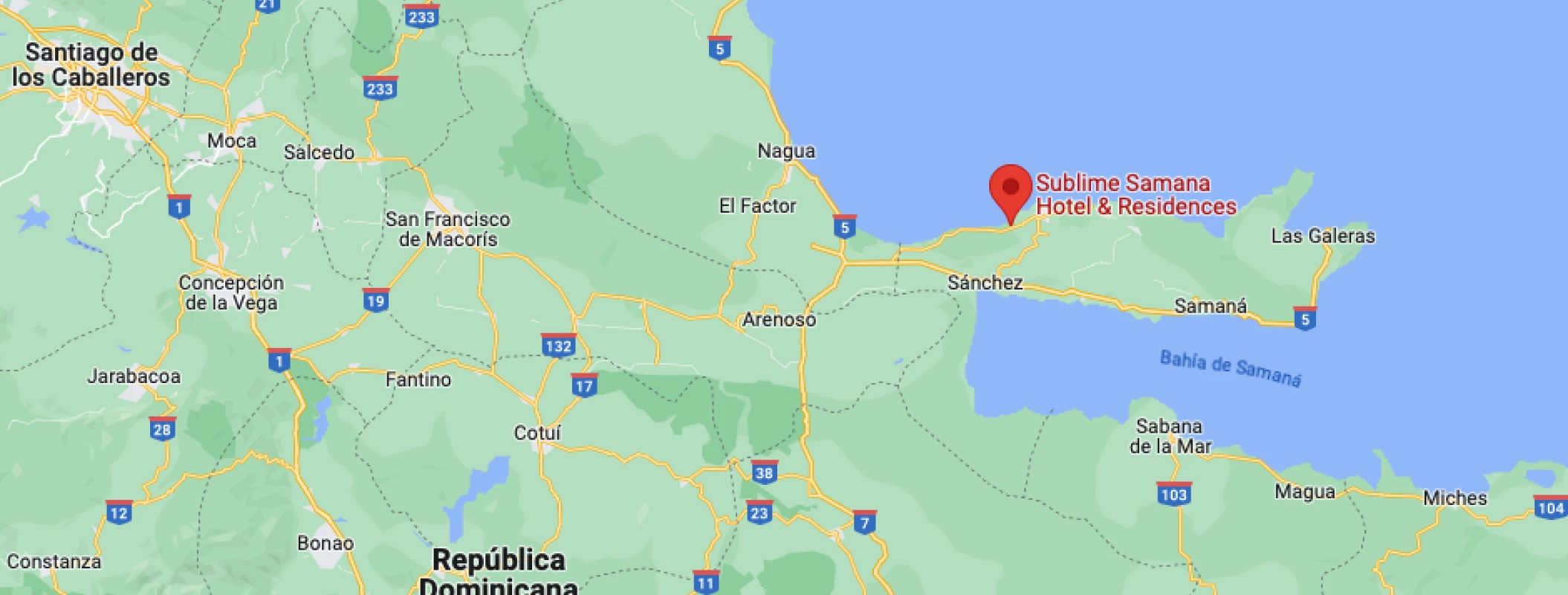 Google maps of Sublime Samana Las Terrenas