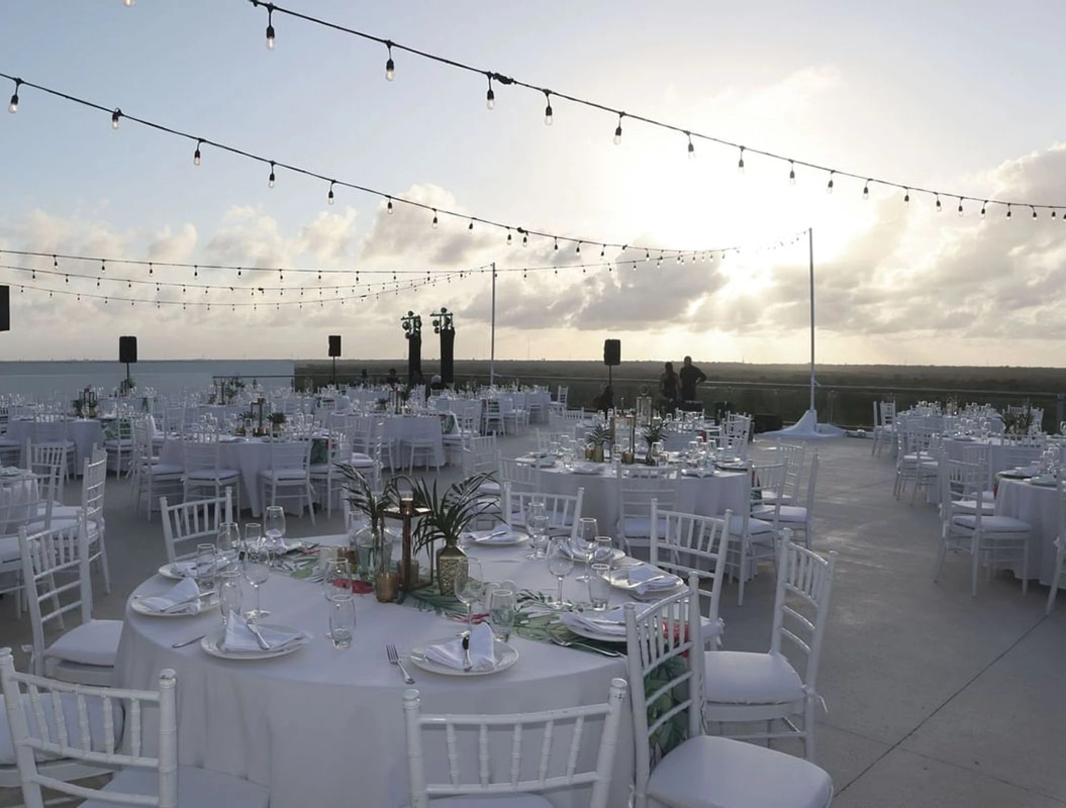 Reception setup in Sunset Terrace Venue at Haven Riviera Cancun.