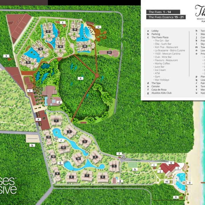 Resort map of The Fives Beach Hotel & Residences