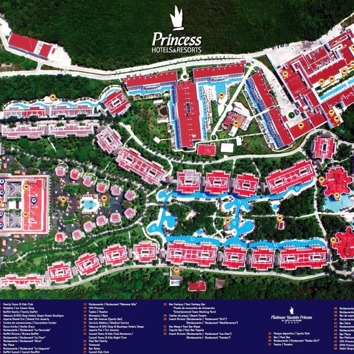 Resort map of The Grand Riviera Princess Hotel