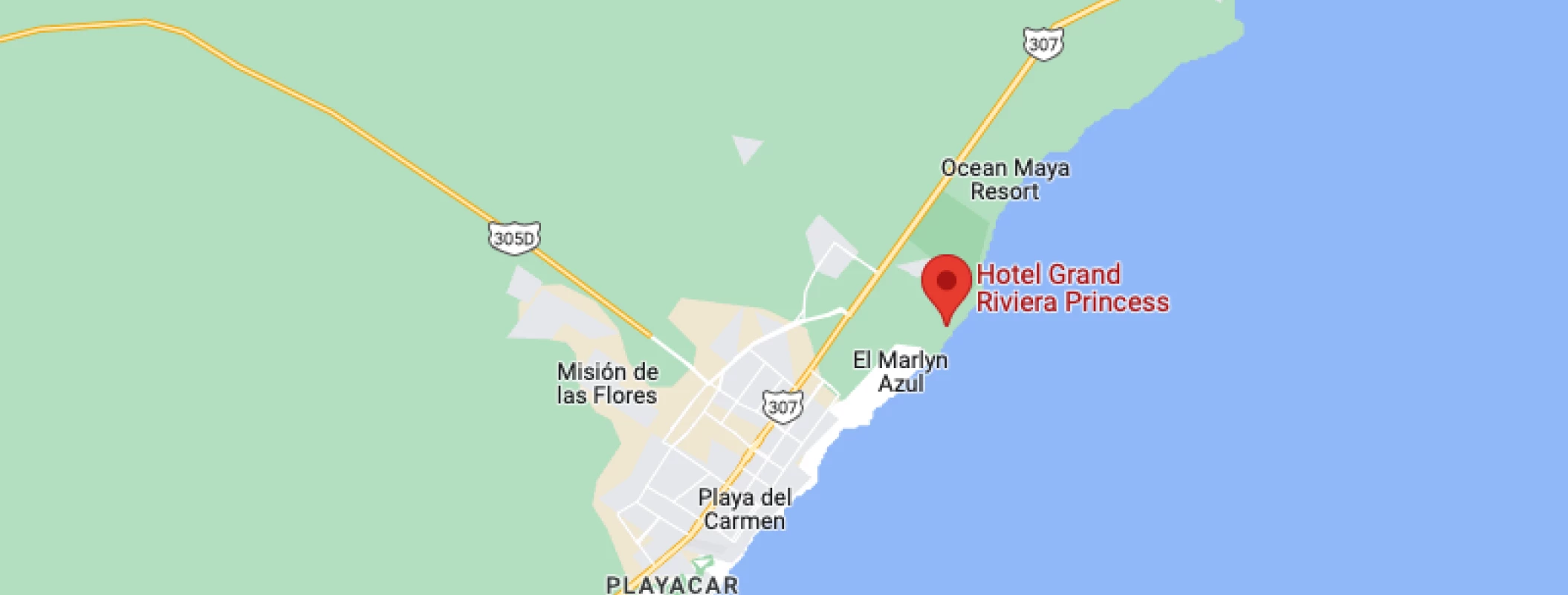 Google maps of The Grand Riviera Princess Hotel