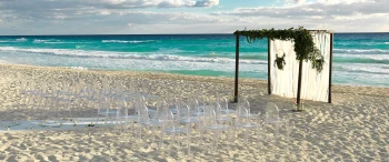 Ceremony decor on the beach at Unico 20°87° Hotel Riviera Maya