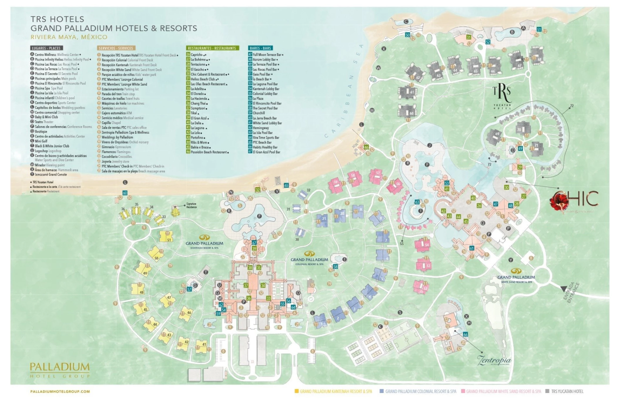 Resort map of TRS Yucatan Hotel