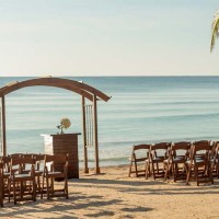 Ceremony decor on beach wedding venue at Unico 20°87° Hotel Riviera Maya