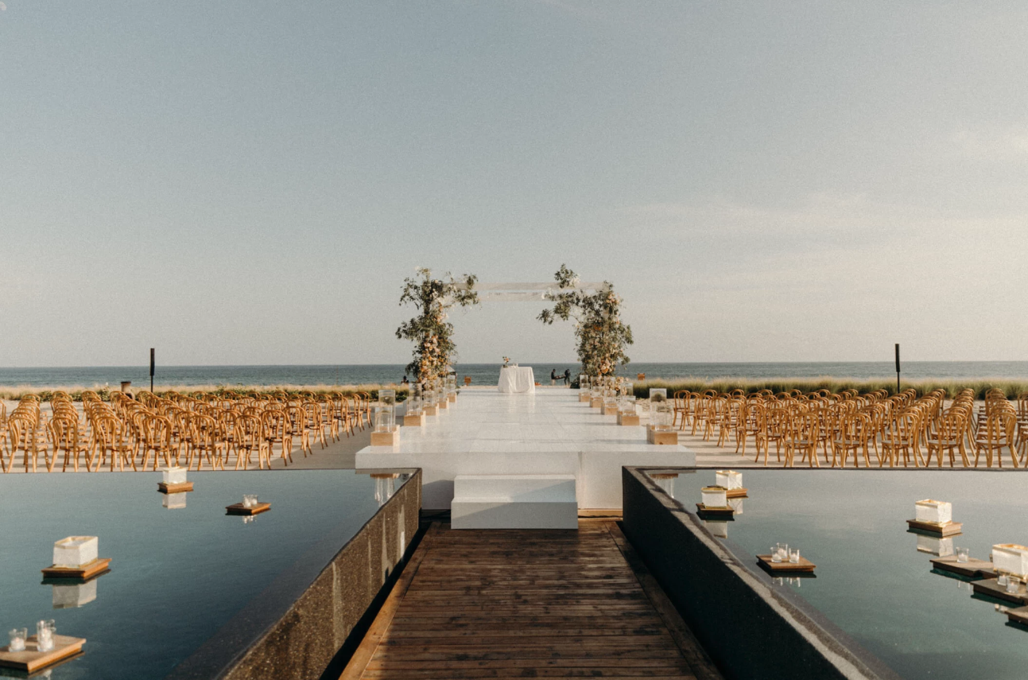 Weddign ceremony on beach deck at Viceroy Los Cabos