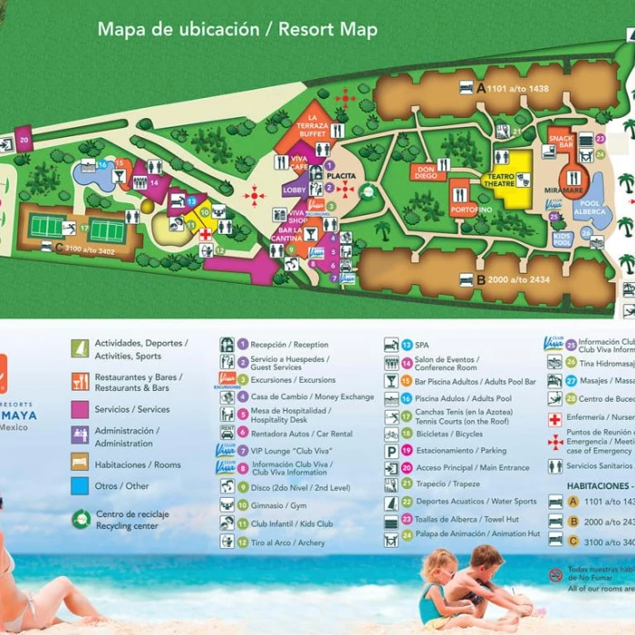 Resort map of Viva Wyndham Maya