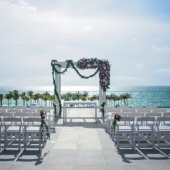 Ceremony decor on the terrace at Riu Palace Costa Mujeres