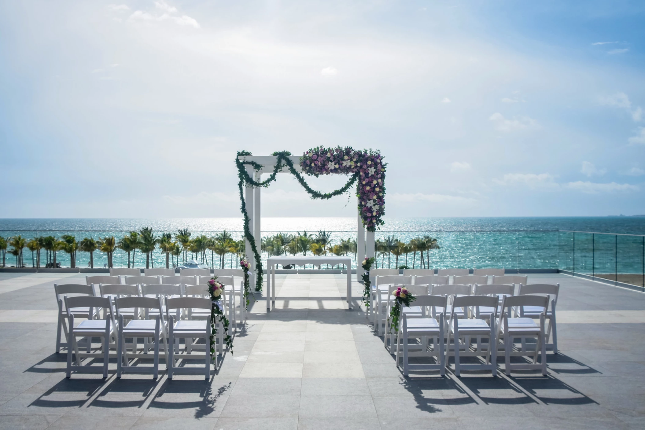 Ceremony decor on the terrace at Riu Palace Costa Mujeres