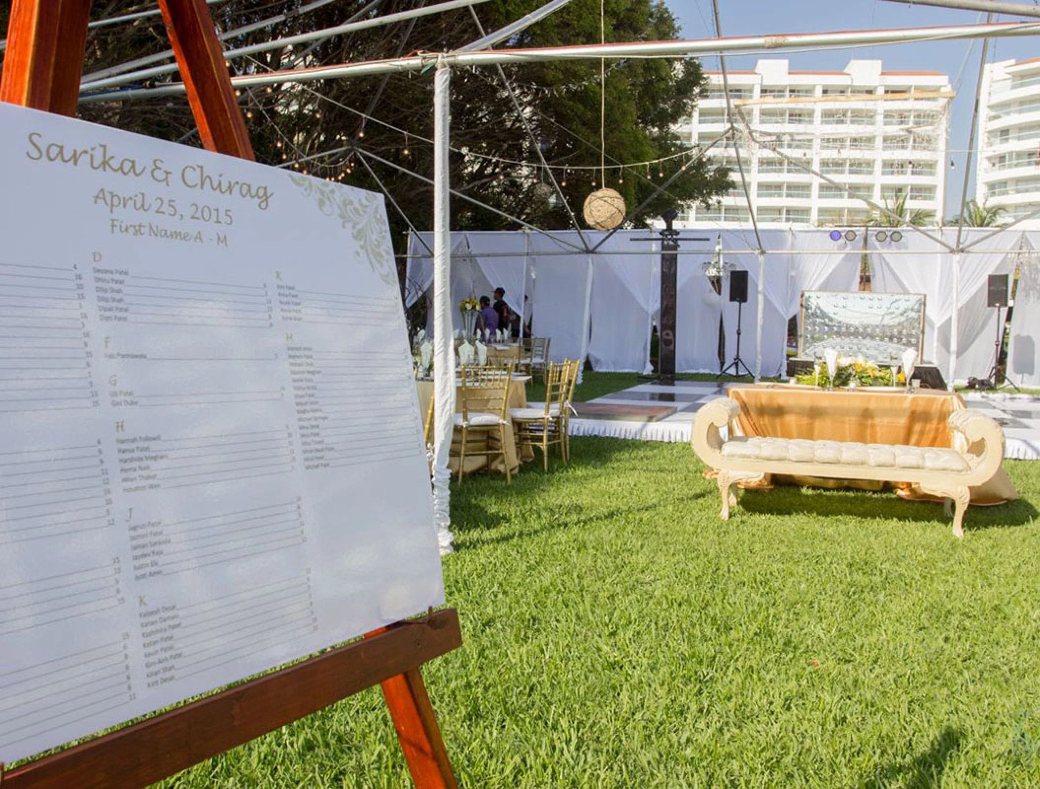 Reception decor on the garden venue at Wyndham Alltra Riviera Nayarit.