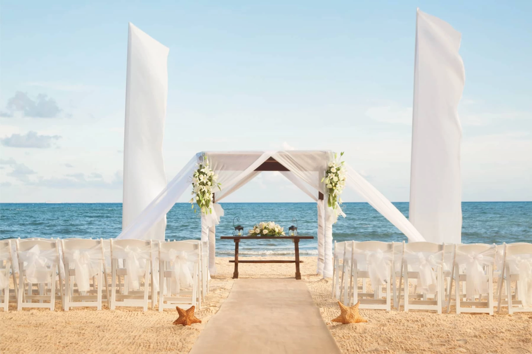 Beach wedding ceremony set up at Wyndham Alltra Playa del Carmen