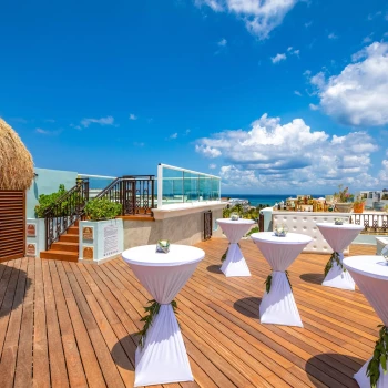 Wedding set up on the terrace at Wyndham Alltra Playa del Carmen
