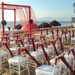 Ceremony decor on the beach at Wyndham Alltra Riviera Nayarit.