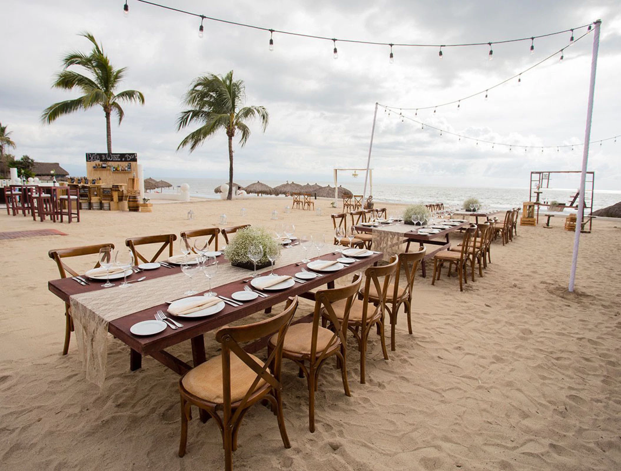 Reception decor on the beach at Wyndham Alltra Riviera Nayarit.