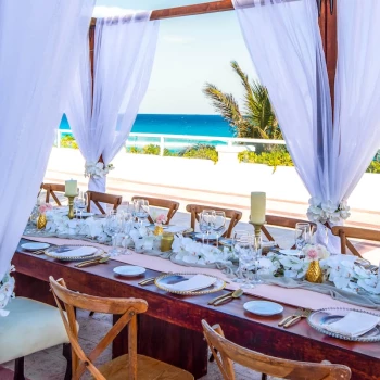 Dinner reception on Villas Terrace Oceanfront at Wyndham Alltra Cancun