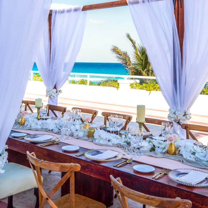 Dinner reception on Villas Terrace Oceanfront at Wyndham Alltra Cancun