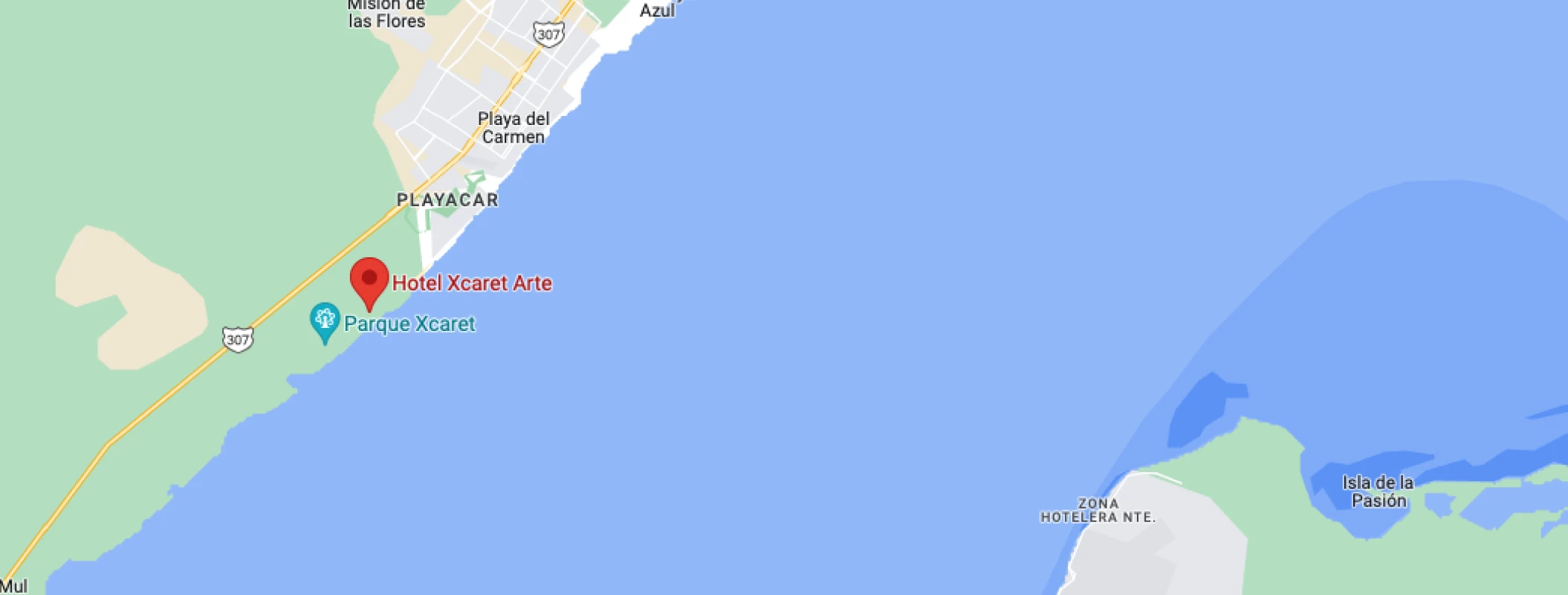 Google maps of hotel xcaret arte