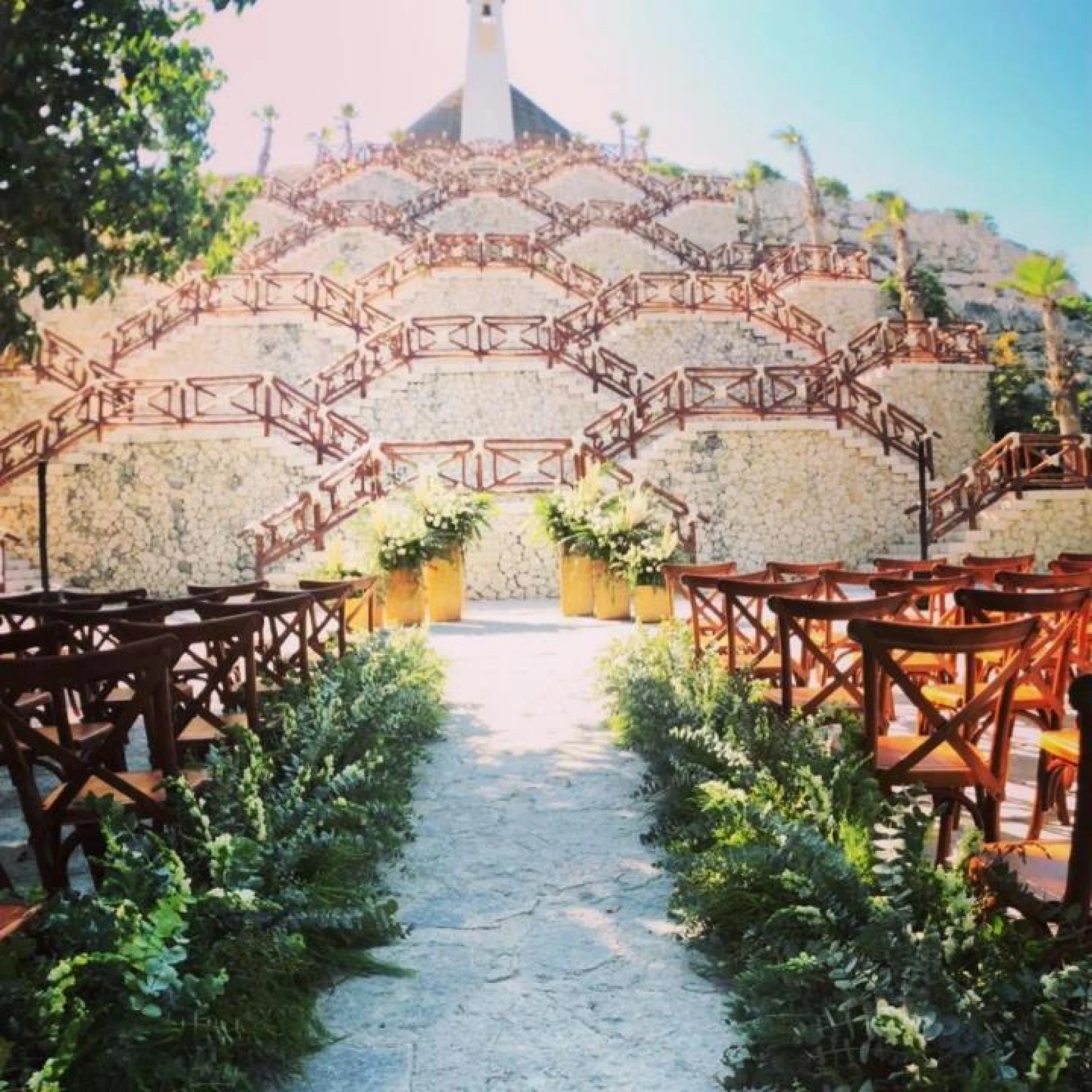 Wedding ceremony on Pyramid Terrace Xpiral at Hotel Xcaret Mexico