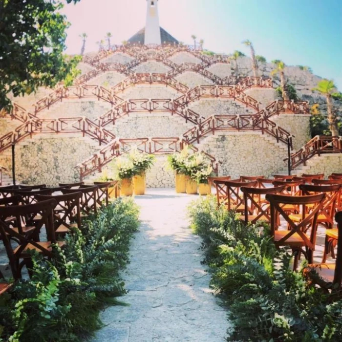 Wedding ceremony on Pyramid Terrace Xpiral at Hotel Xcaret Mexico