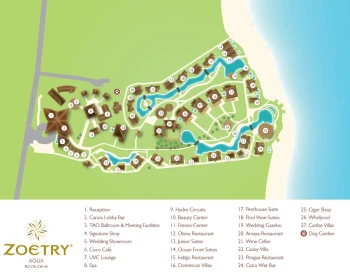 Resort map of Zoetry Agua Punta Cana