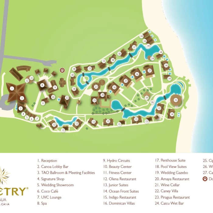 Resort map of Zoetry Agua Punta Cana