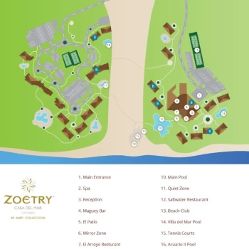 Resort map of Zoetry Casa del Mar Los Cabos